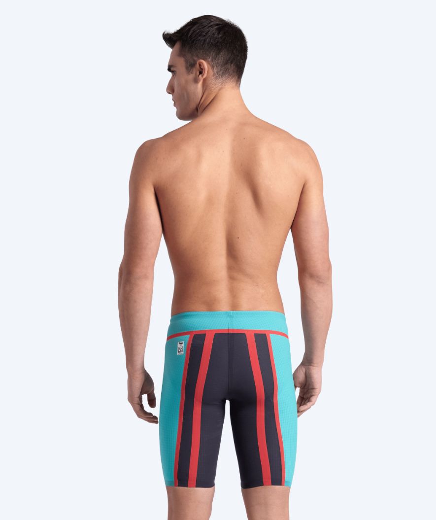 Arena competition swim trunks for men - Carbon Core FX - Turquoise/red