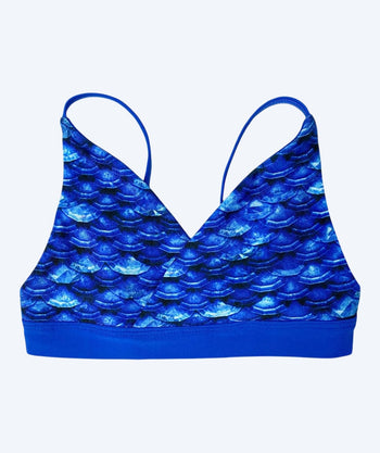 Fin Fun mermaid bikini top for girls without frills - Arctic Blue