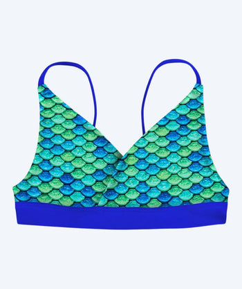 Fin Fun Mermaid bikini top for girls without frills - Aussie Green (Green)