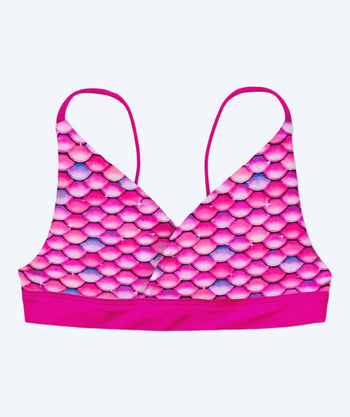 Fin Fun mermaid bikini top for girls without frills- Malibu Pink (Pink)
