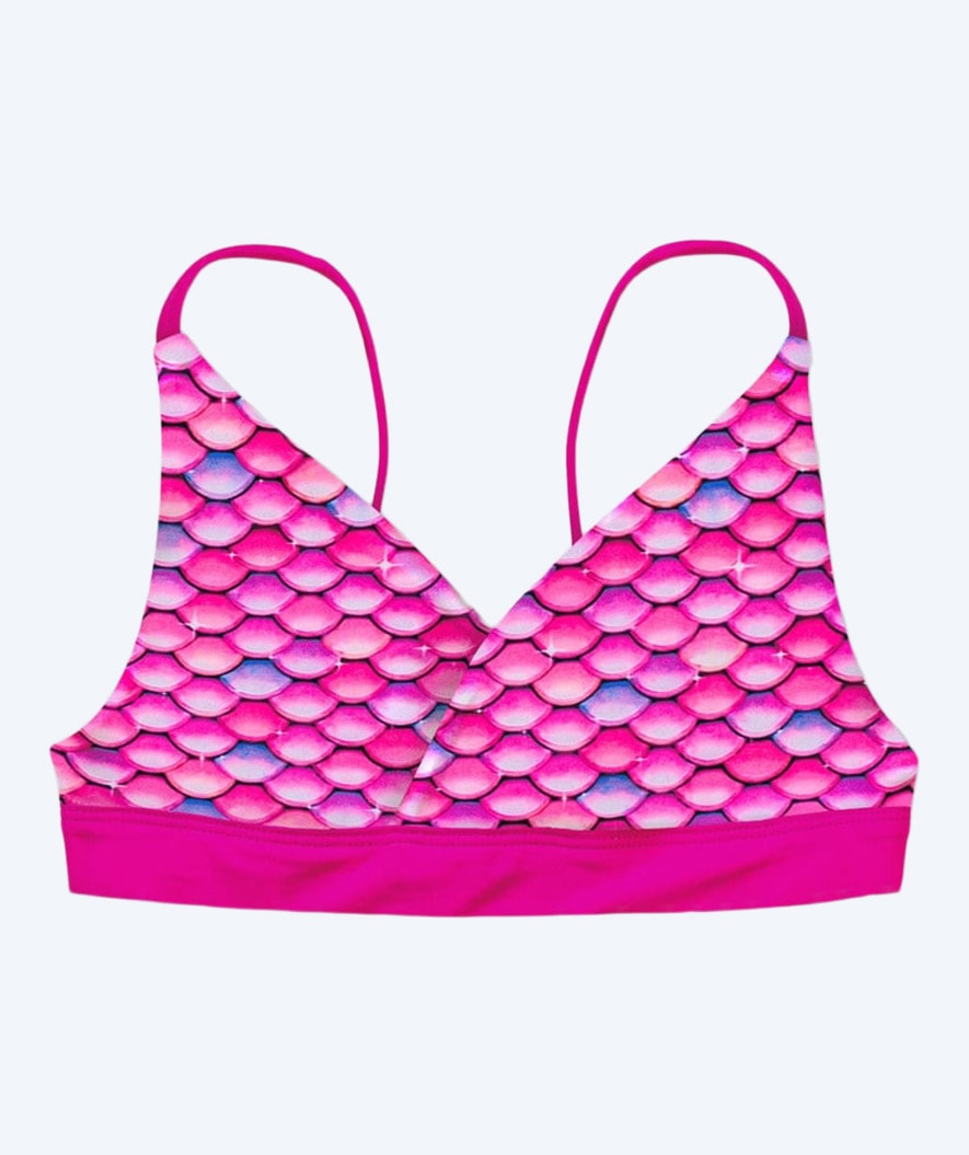Fin Fun mermaid bikini top for girls without frills - Malibu Pink (Pink)