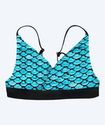 Fin Fun mermaid bikini top for girls without frills - Tidal Teal (Light Blue)