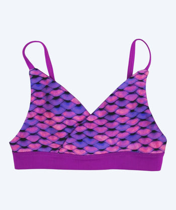 Fin Fun mermaid bikini top for girls without frills - Asian Magenta (Purple)