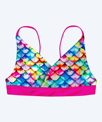Fin Fun mermaid bikini top for girls without frills - Rainbow Reef