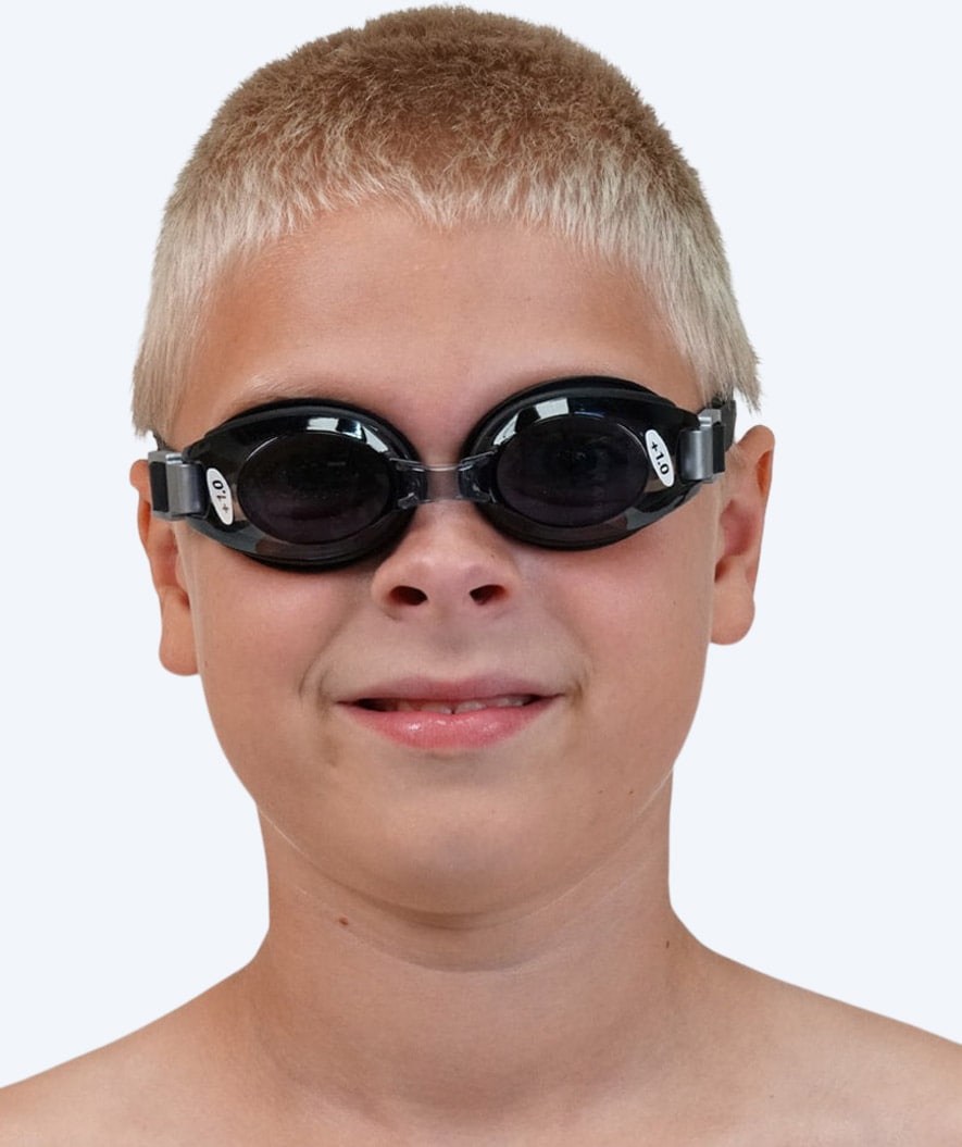 Primotec nearsighted swimming goggles with prescription for kids (3-12) - (-1.5) – (-6.0) - Black (Smoke lens)