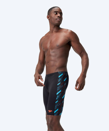 Speedo llong swim trunks for men - Hyperboom Panel - Black/blue