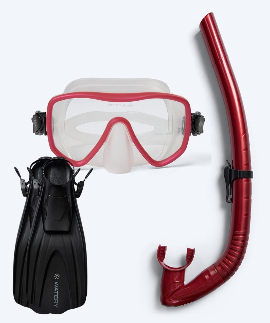 Watery snorkel set for adults (from 15 years) - Coast/Skipper - Red/black