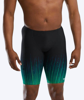 TYR long swim trunks for men - Durafast Elite Speedwarp - Black/green