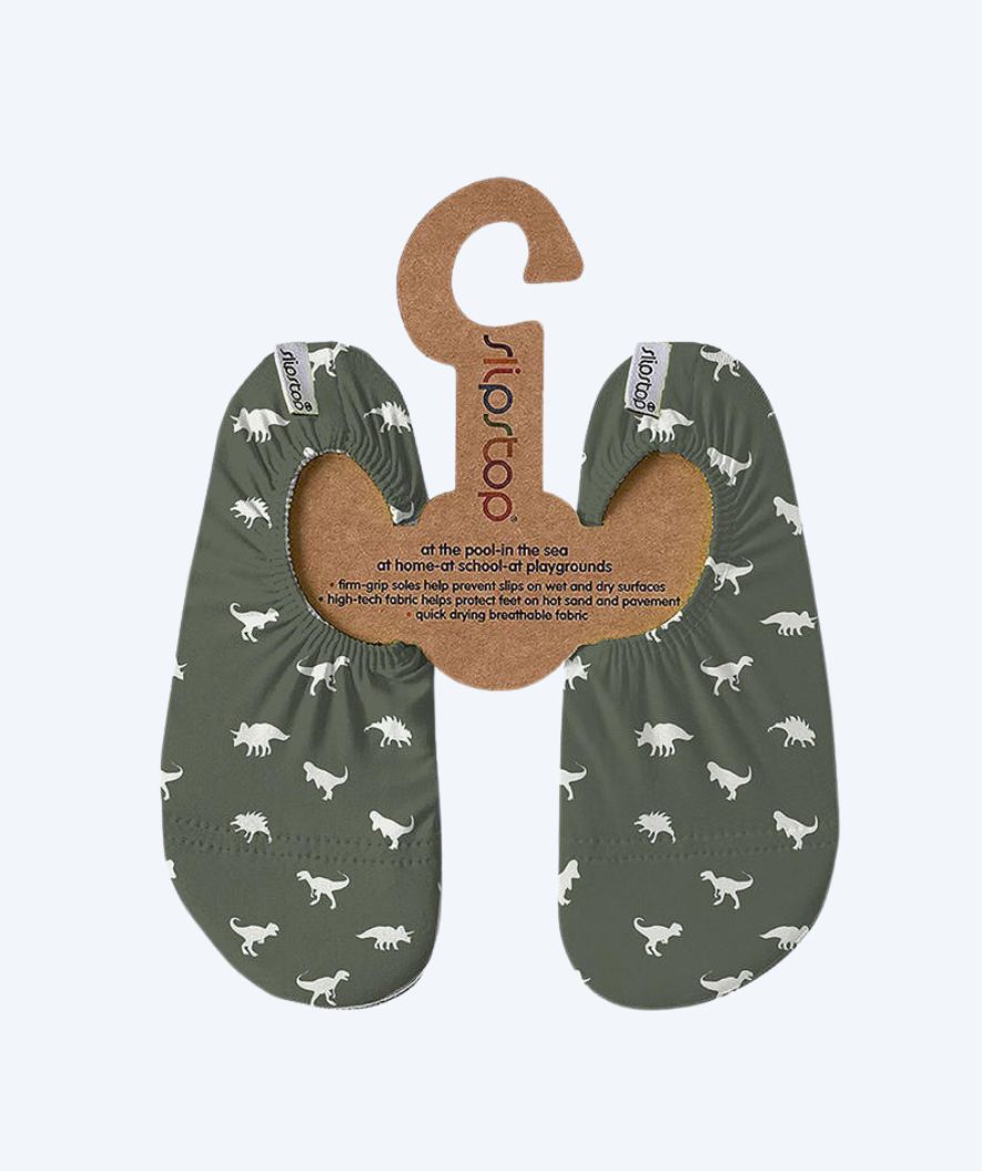 SlipStop swim socks for kids - Dino Green