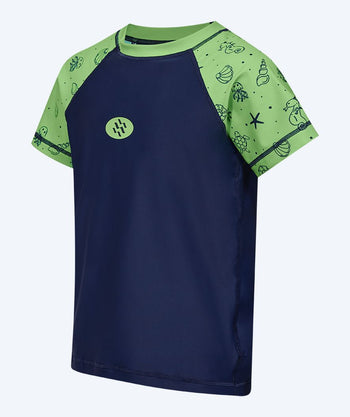 Watery UV shirt for kids - Brandman Short Sleeved Rashguard - Green/blue