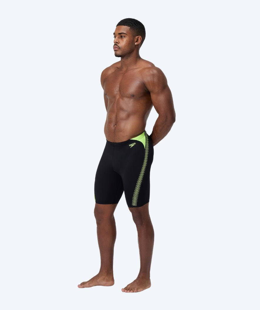 Speedo long swim trunks for men - Hyperboom Splice - Black/yellow