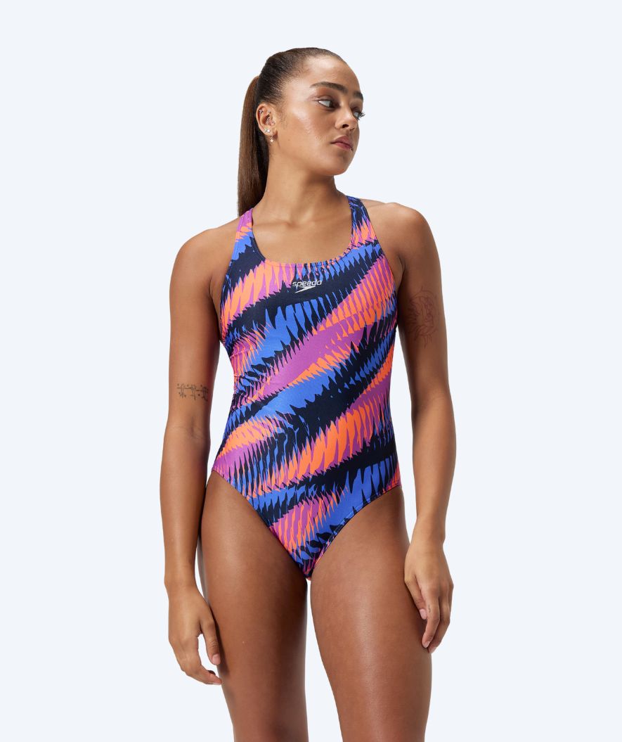 Speedo swimsuit for women - Allover Digital Powerback - Blue/orange
