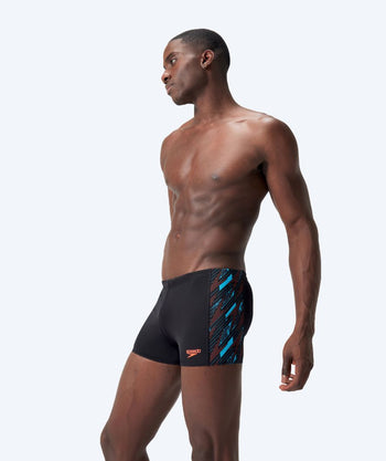 Speedo aquashorts for men - Hyperboom Panel - Black/orange