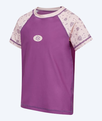 Watery UV shirt for kids - Brandman Short Sleeved Rashguard - Purple/pink