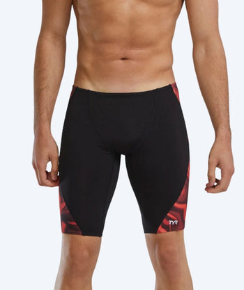TYR long swim trunks for men - Blade Splice Waveform - Black/Red