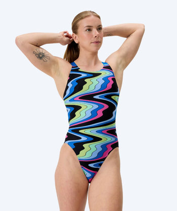 Speedo swimsuit for women - Printed Leaderback - Black/blue