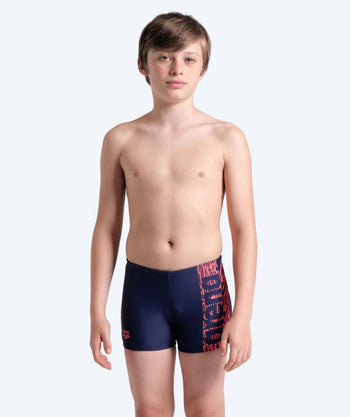 Arena square swim trunks for boys - Shaking - Dark blue/red