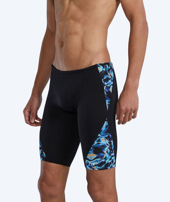 TYR long swim trunks for men - Durafast Energia Blade Splice - Black/blue