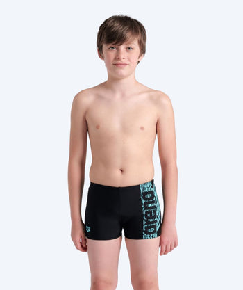 Arena square swim trunks for boys - Shaking - Black/white