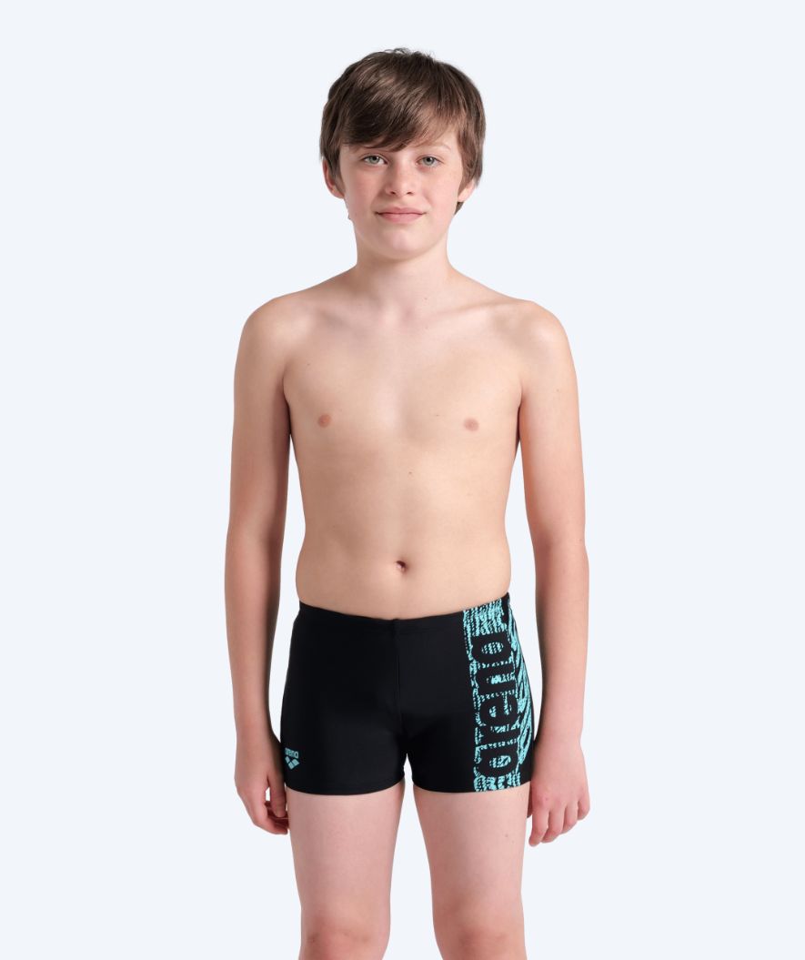 Arena square swim trunks for boys - Shaking - Black/white