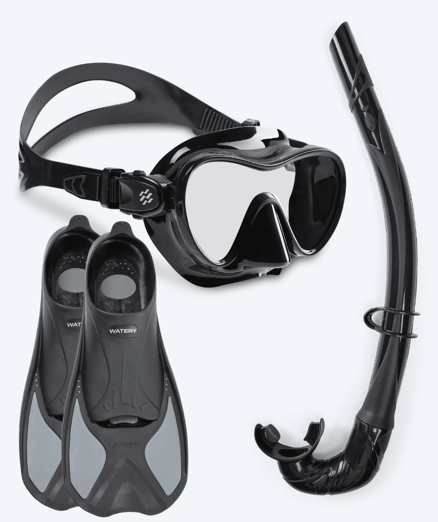 Watery snorkel set for kids - Pike/Cliff - Black