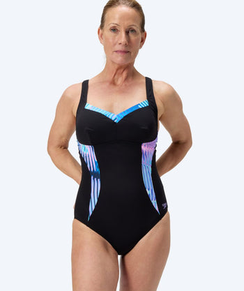Speedo swimsuit for women - Shaping Printed LunaElustre - Black/turquoise