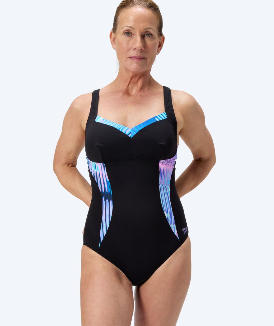 Speedo swimsuit for women - Shaping Printed LunaElustre - Black/turquoise