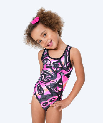 Watery swimsuit for girls - Rodney - Pink/black