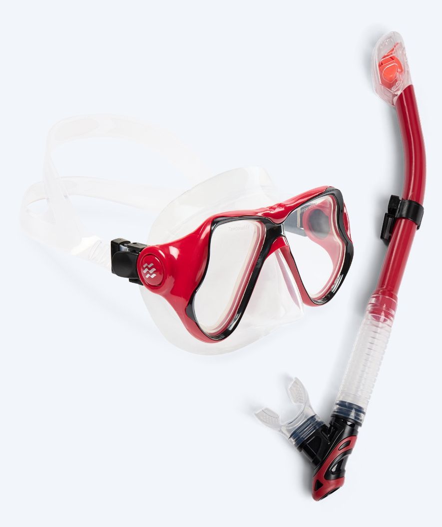 Watery Combo snorkel set for adults - Hudson Full-dry - Red