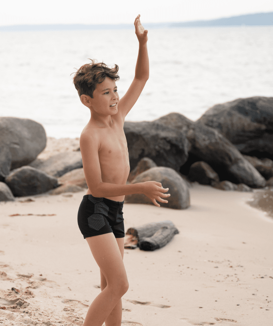 Watery swim trunks for boys - Flaming Vegas Eco - Orange Corner