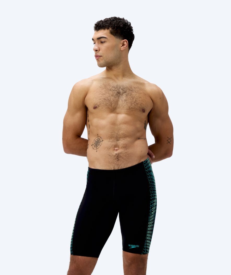 Speedo long swim trunks for men - Endurance Max Tech Pannel - Black/green