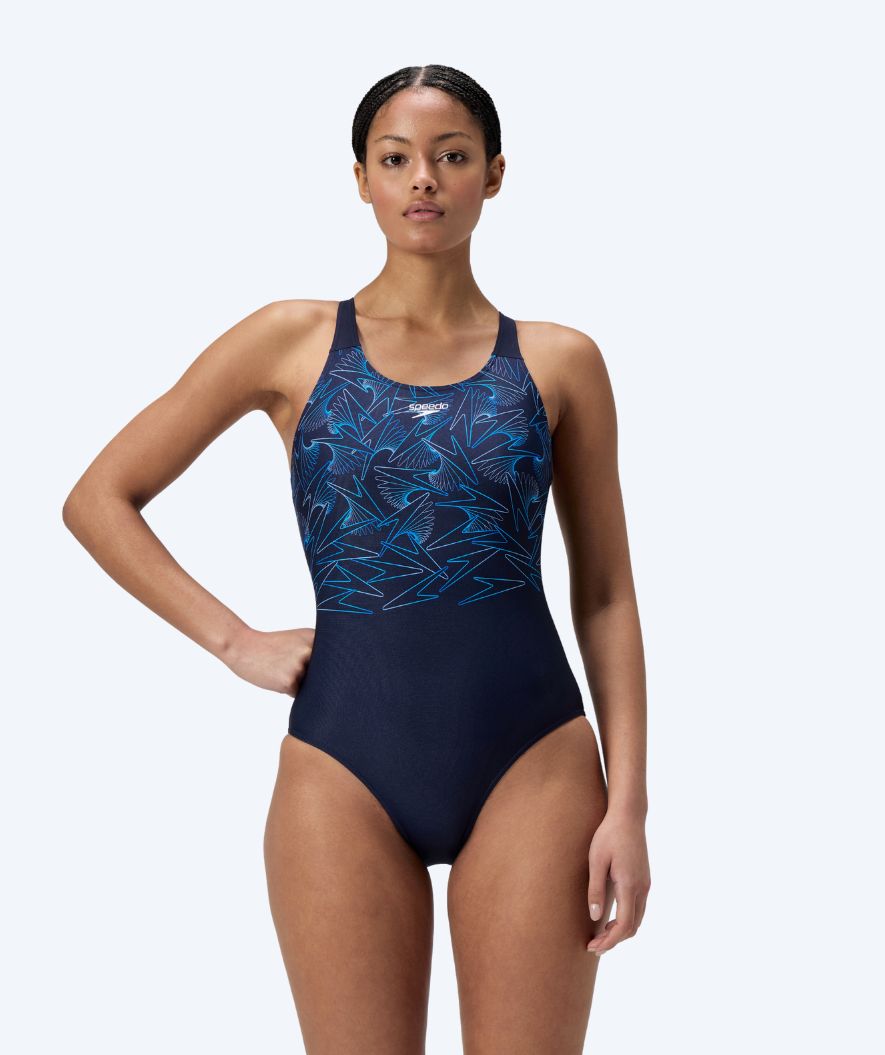 Speedo swimsuit for women - Hyperboom Placement Muscleback - Dark blue/light blue