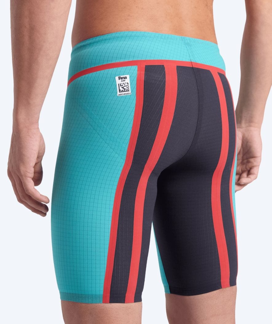 Arena competition swim trunks for men - Carbon Core FX - Turquoise/red