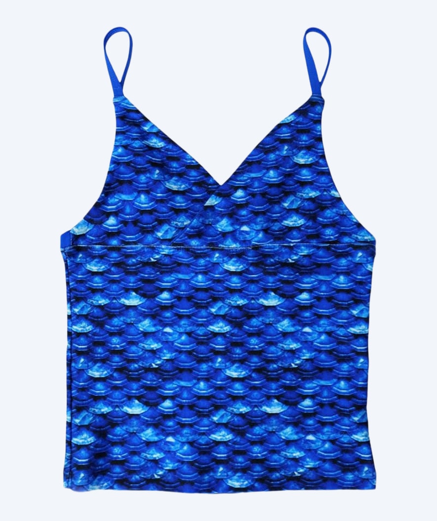 Fin Fun tankini top for girls - Arctic Blue