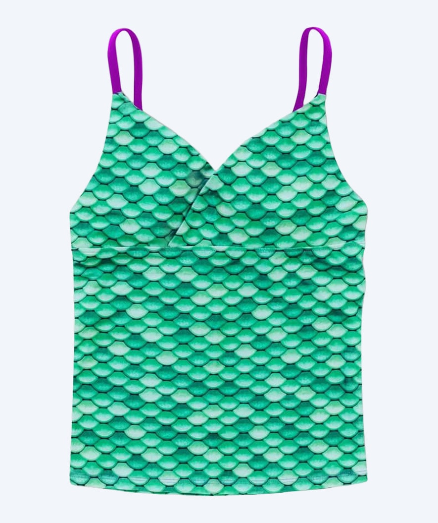 Fin Fun tankini top for girls - Celtic Green