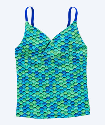 Fin Fun tankini top for girls -  Aussie Green