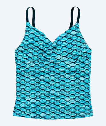 Fin Fun tankini top for girls - Tidal Teal (Light blue)