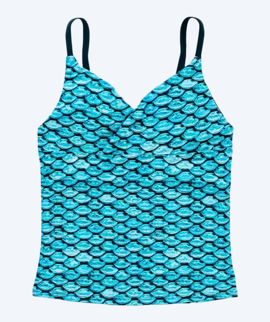Fin Fun tankini top for girls - Tidal Teal (Light blue)