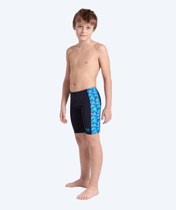 Arena long swim trunks for boys - Pooltiles - Black/blue