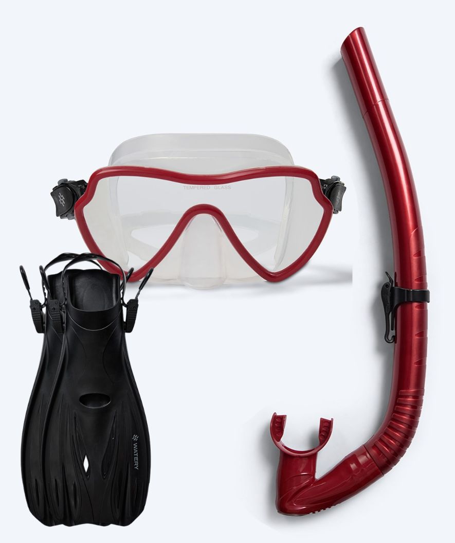 Watery snorkel set for adults (+15) - Fraser/Coast/Delmere - Red/black