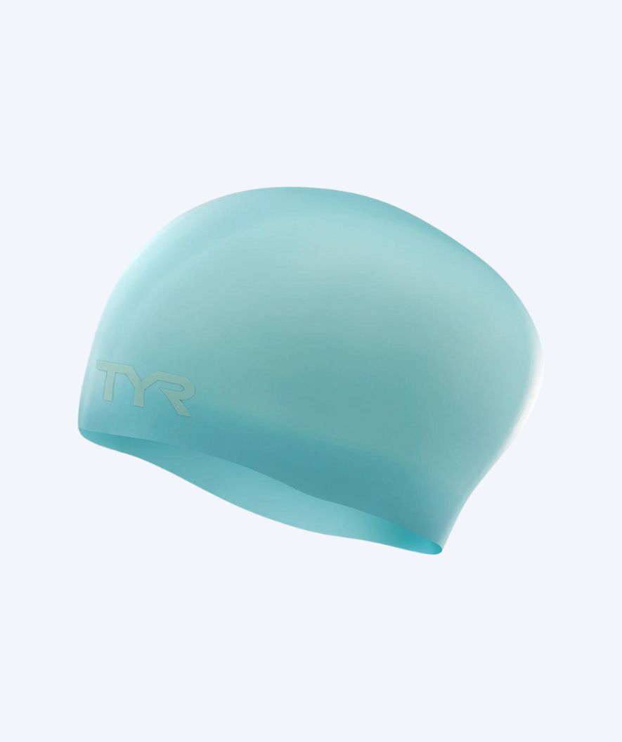 TYR swim cap for long hair - Silicone - Light blue