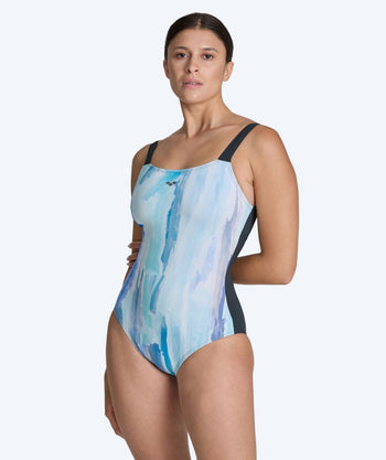 Arena swimsuit with inserts for women - Simona - Light blue/black