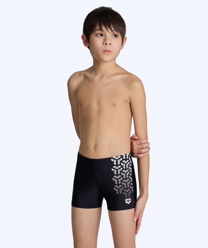Arena square swim trunks for boys - Kikko - Black/white