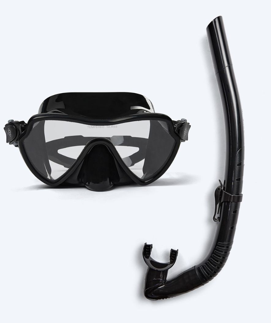 Watery Combo snorkel set for adults (+15) - Fraser/Itzel - Black