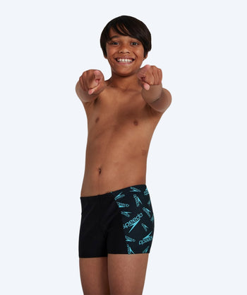Speedo trunks for boys - Boom Logo Allover Panel - Black/blue