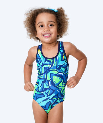 Watery swimsuit for girls - Rodney - Green/yellow