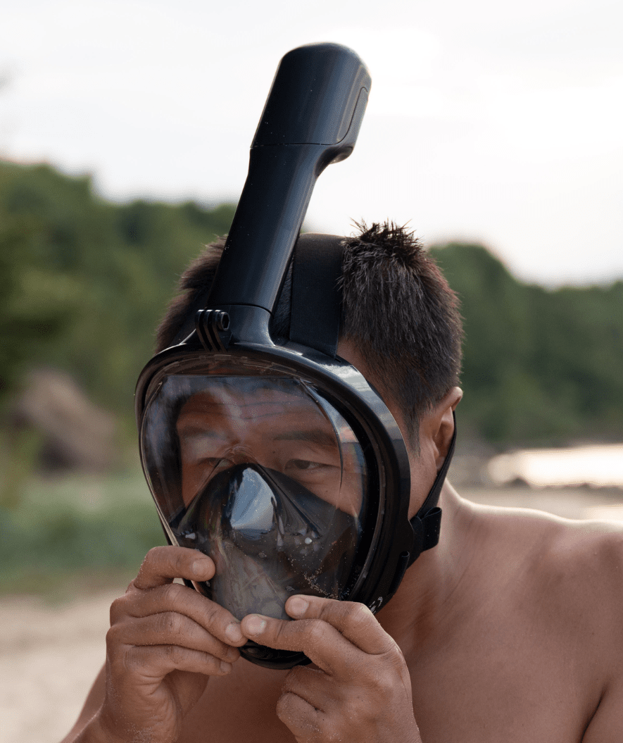 Watery full face diving mask for adults - Oxygen - Black