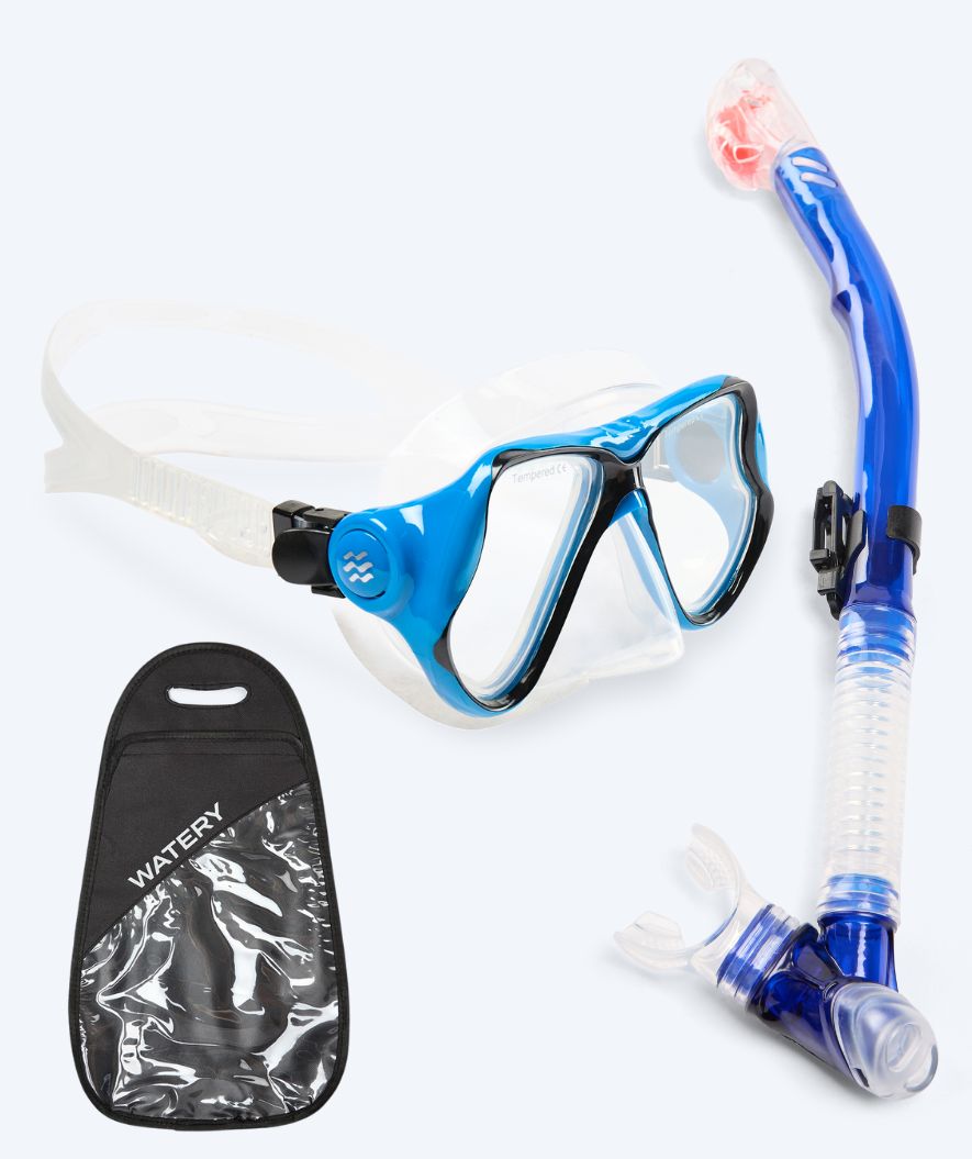 Watery Combo snorkel set for adults - Hudson Full-dry - Blue