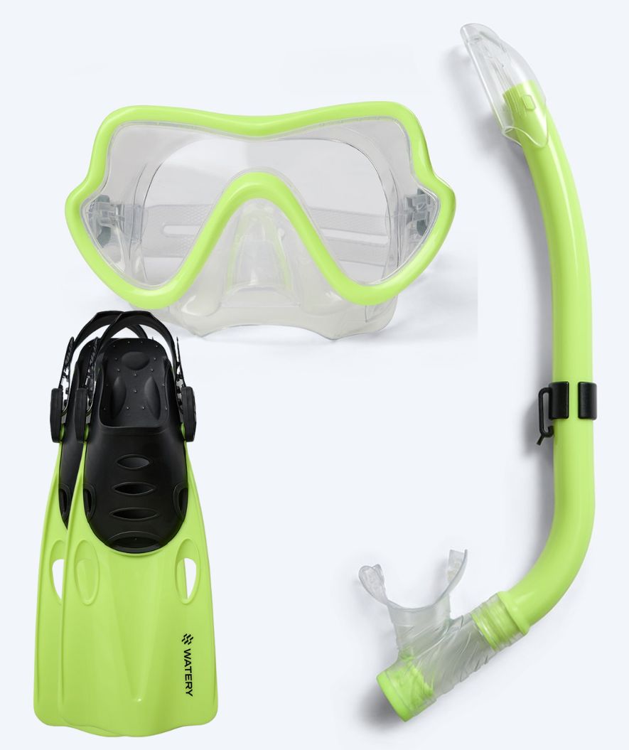 Watery snorkel set for junior (8-15) - Trigger/Masika - Yellow/green