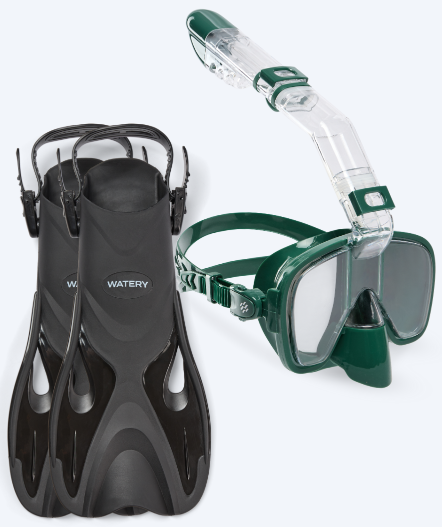 Watery snorkel set for kids - Fisher/Pearl - Dark green